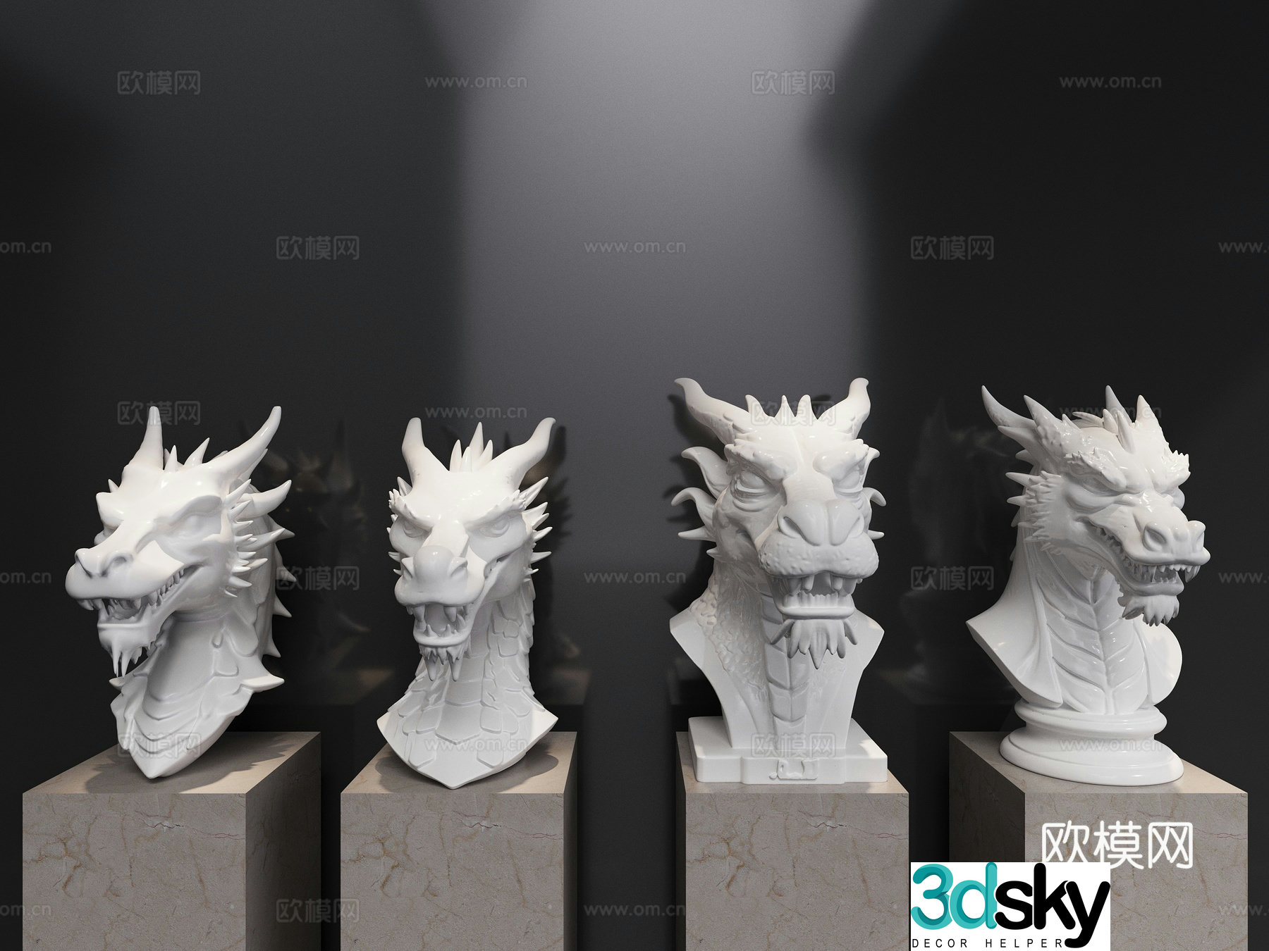 3d model of the dragon head sculpture