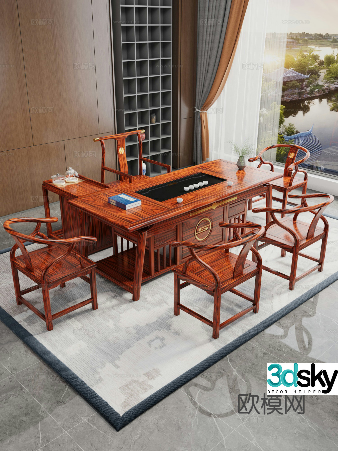 Tea table and chair combination 3D model