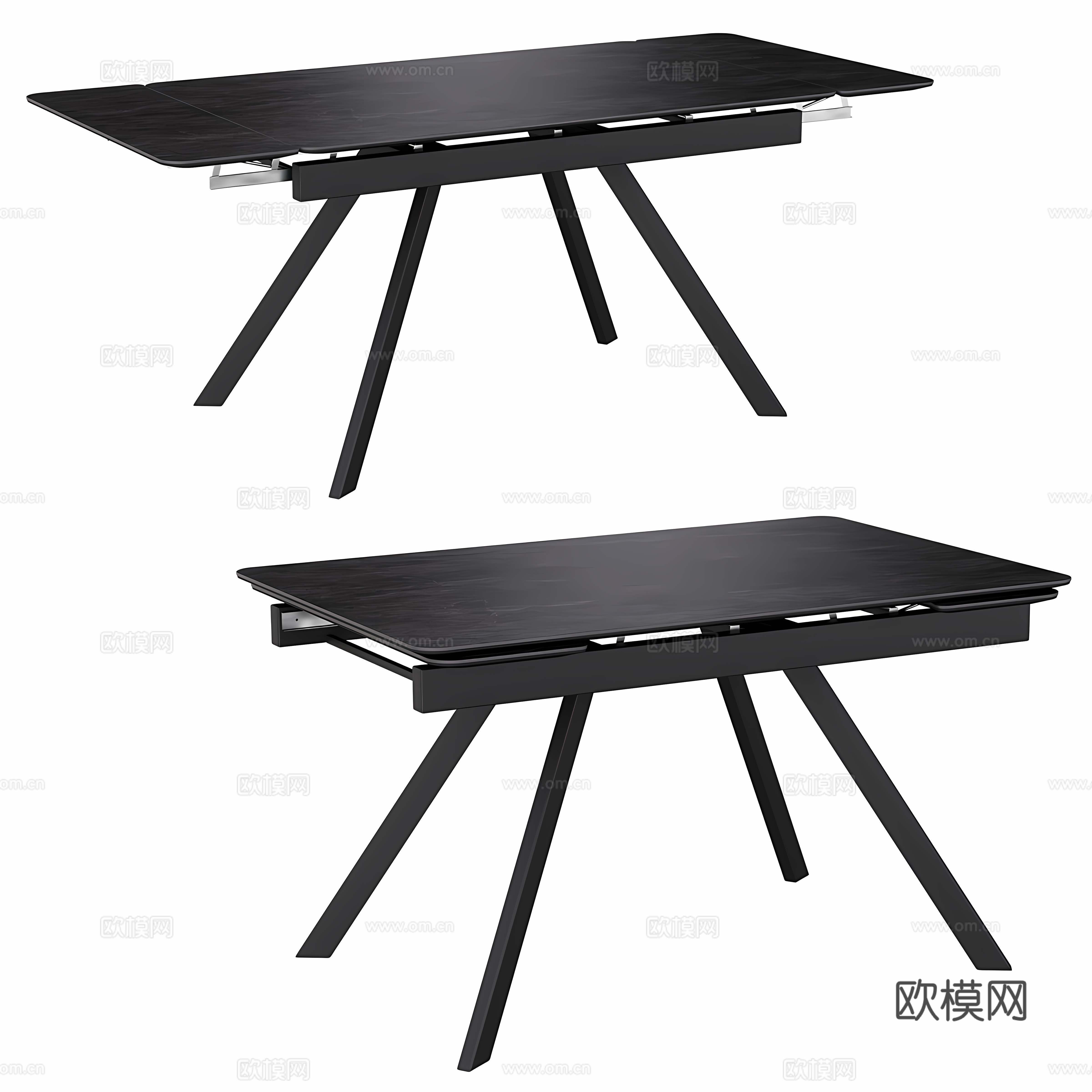 Modern rock slab folding dining table 3d model