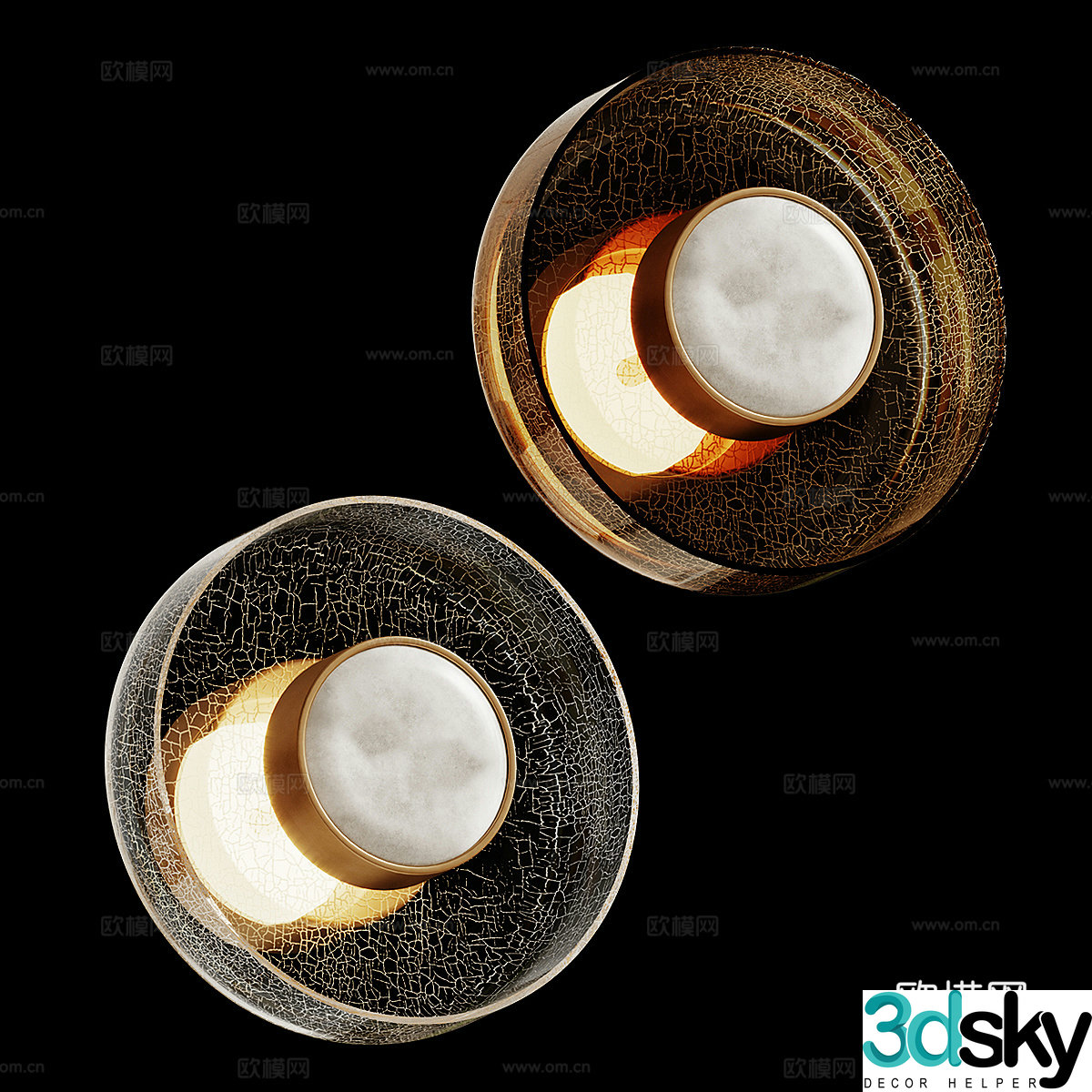 Modern Italian minimalist cracked glass wall lamp 3D model