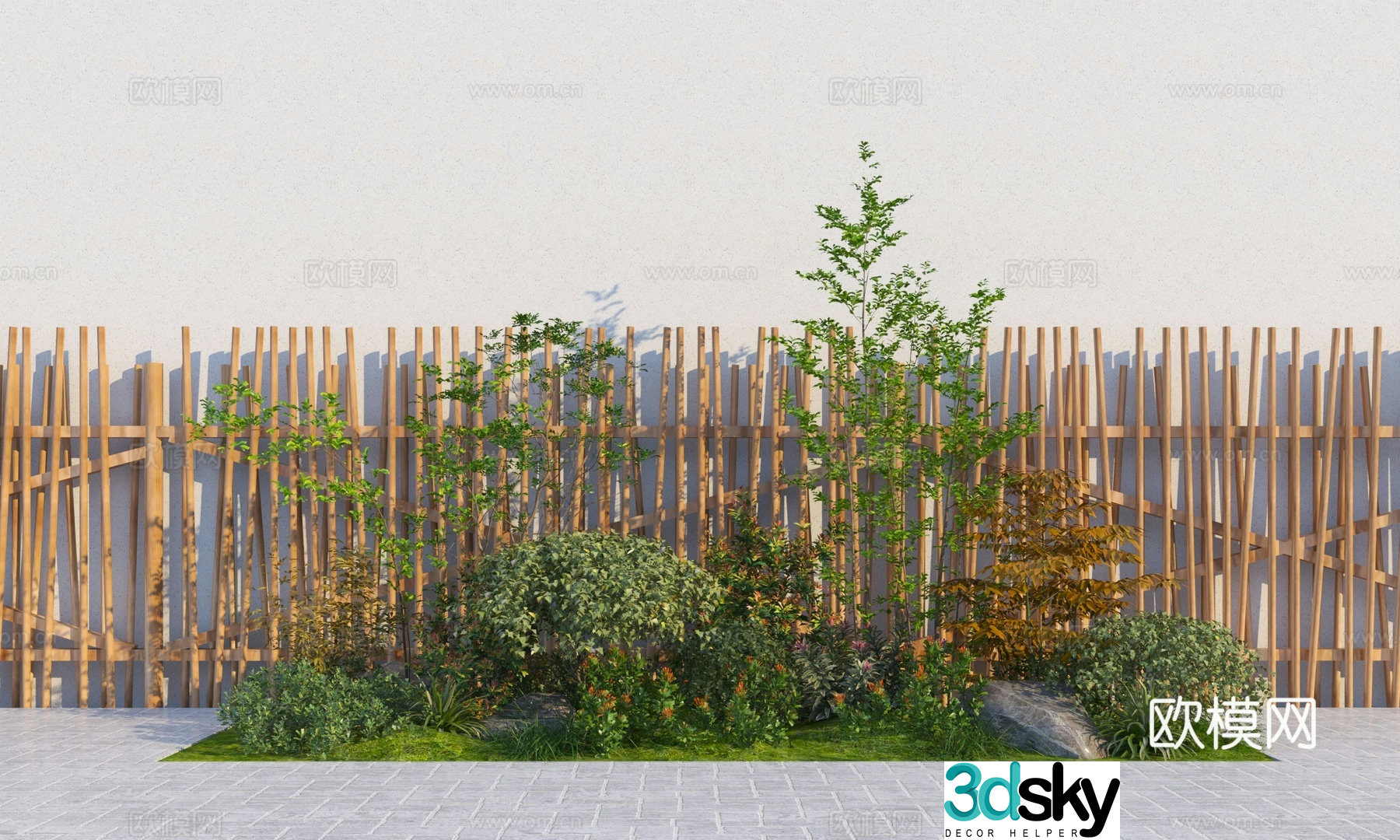 Modern garden plant combination 3d model