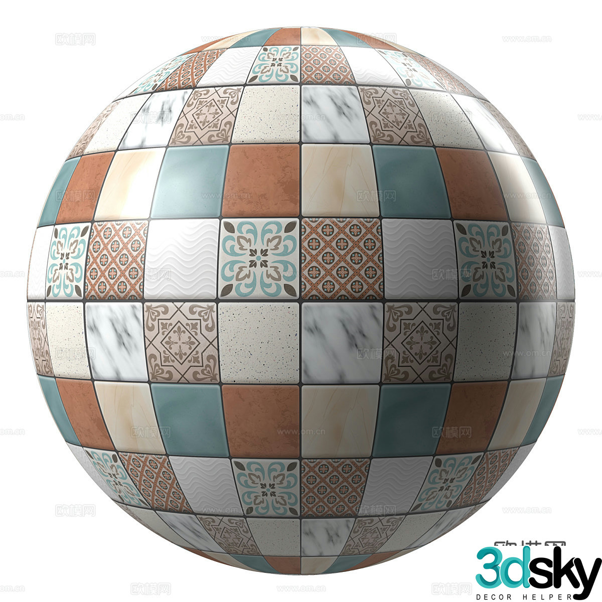 Modern flower tiles parquet tiles 3d model