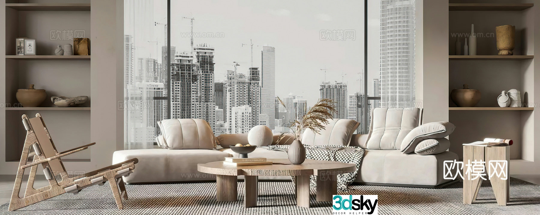 Wasabi Living Room Combination Sofa Leisure Chair Wasabi Living Restaurant Middle Style Living Room New Chinese 3D Model
