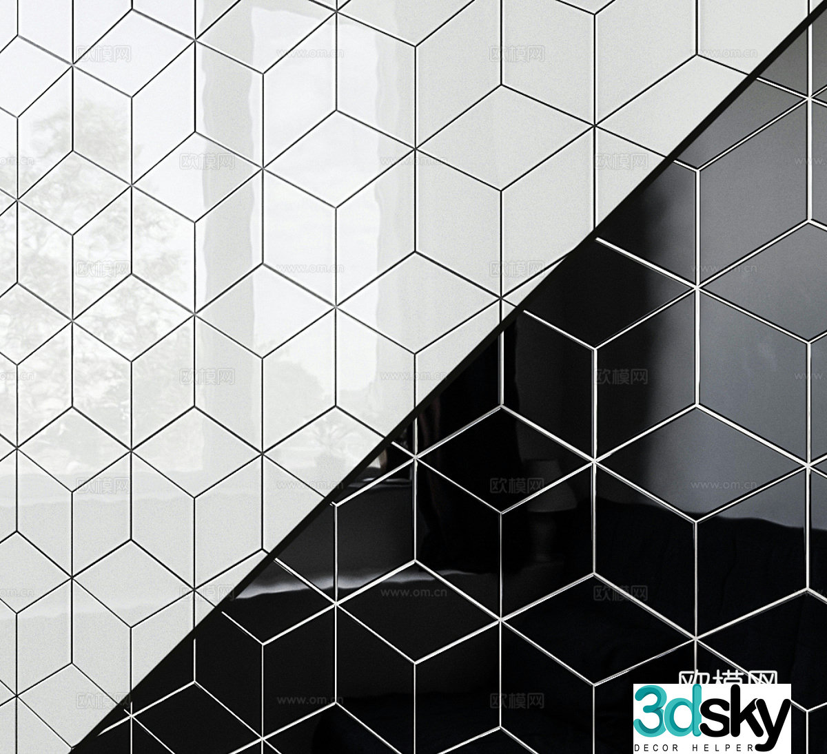 Bathroom wall tiles Kitchen wall tiles Rhombus wall tiles 3D model