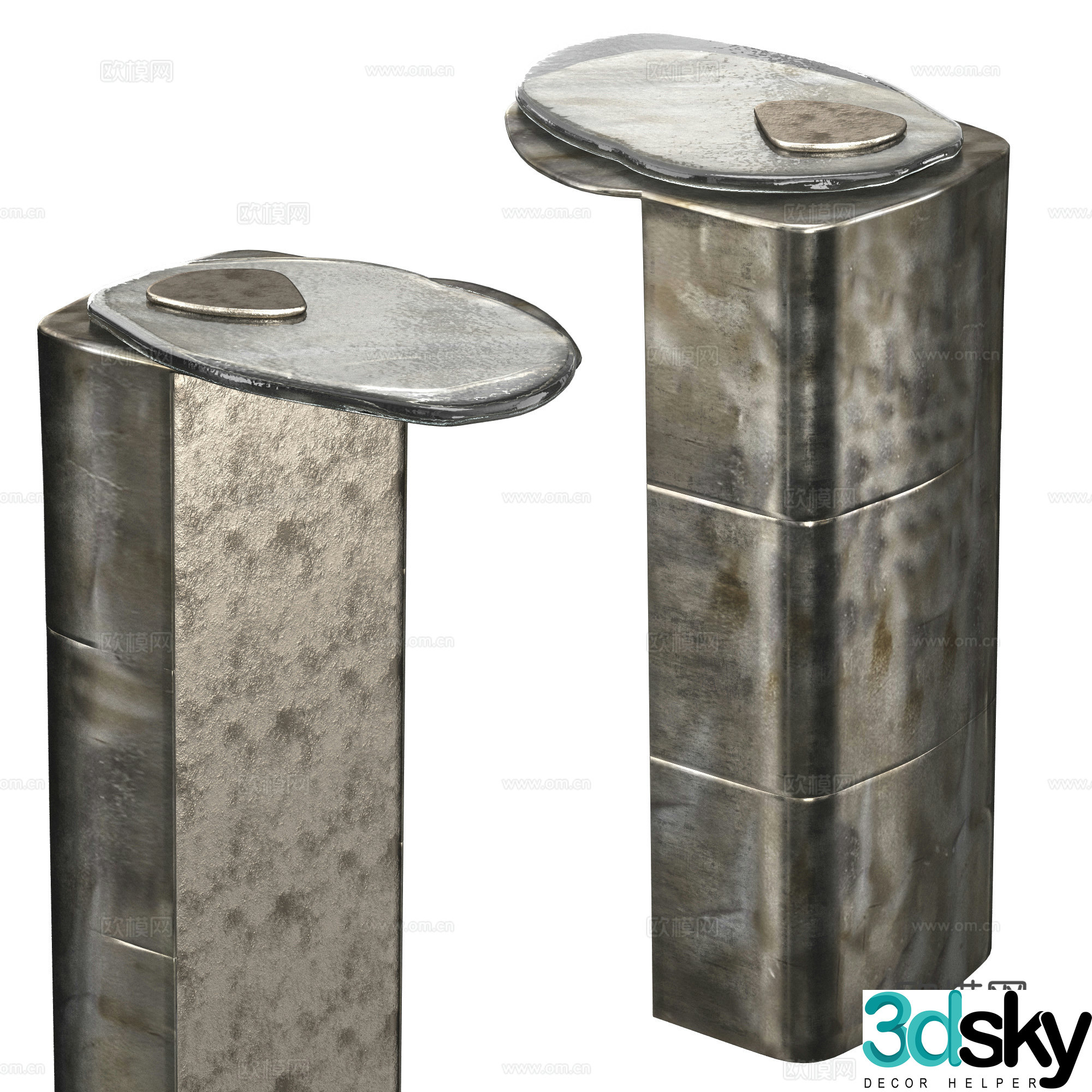 Modern Italian light luxury side table 3D model