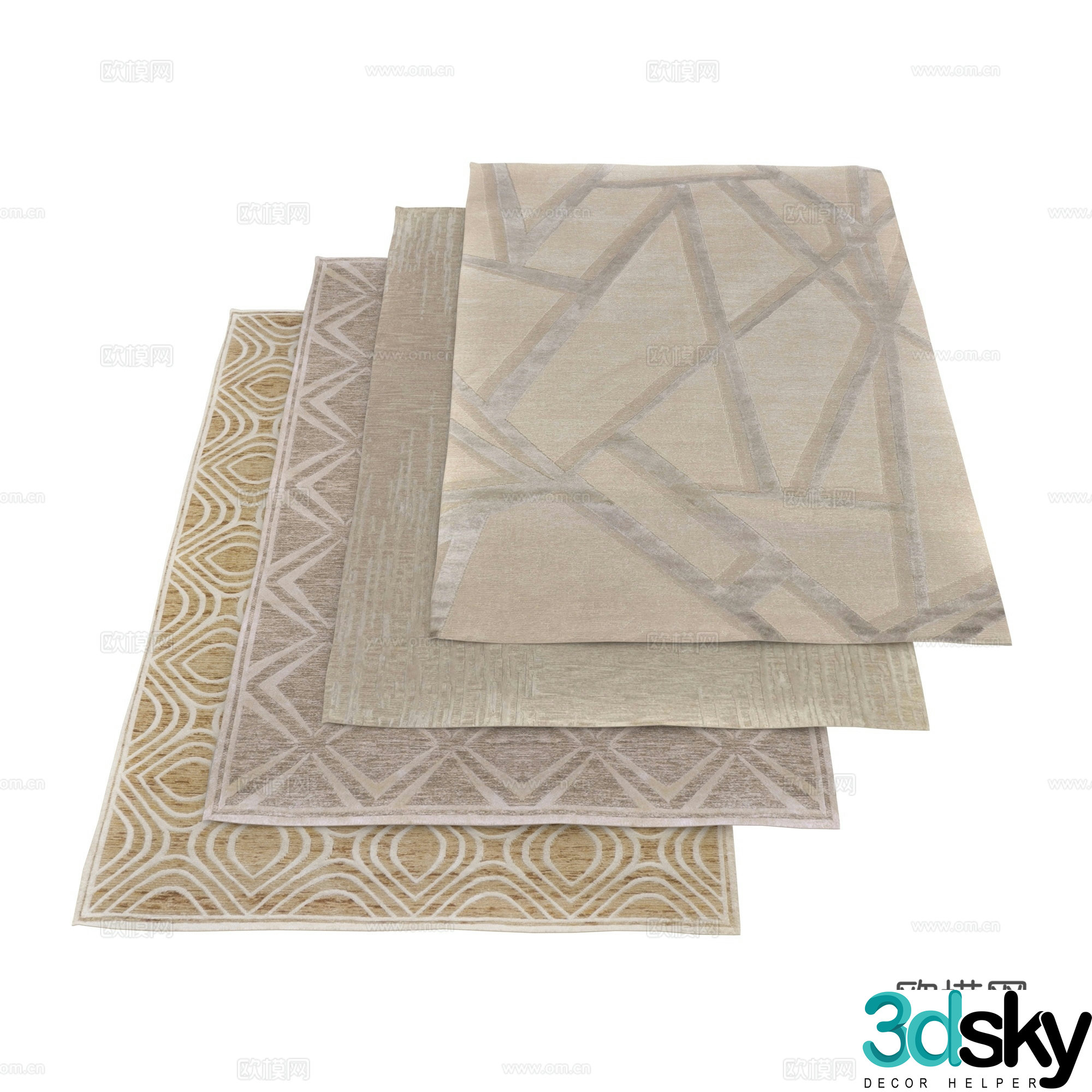 New Chinese style fabric carpet 3D model