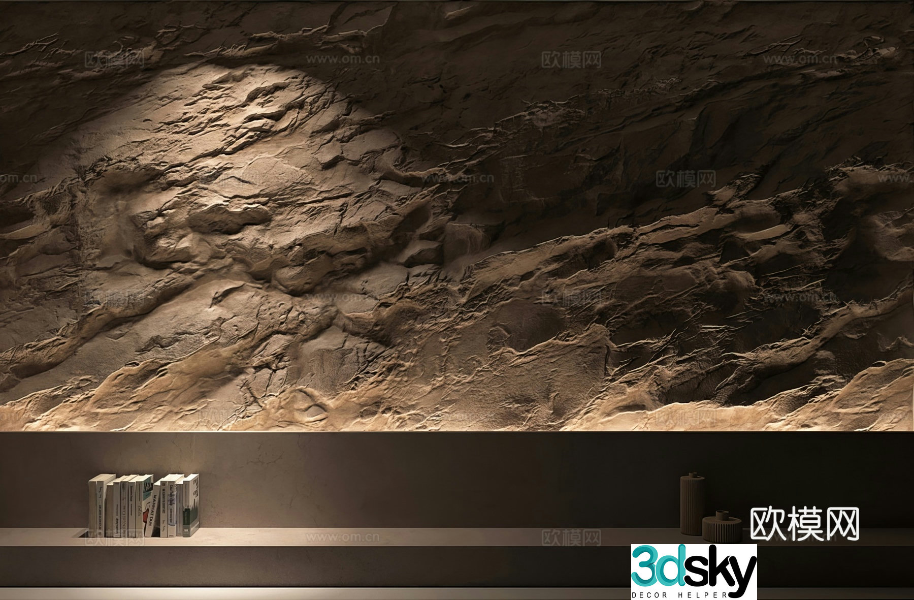 Modern wool stone wall rock wall wool stone background wall 3d model