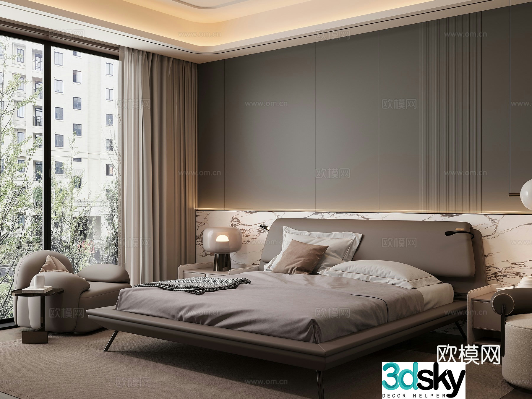 Home bedroom Double bed Master bedroom Jewelry ornaments 3D model