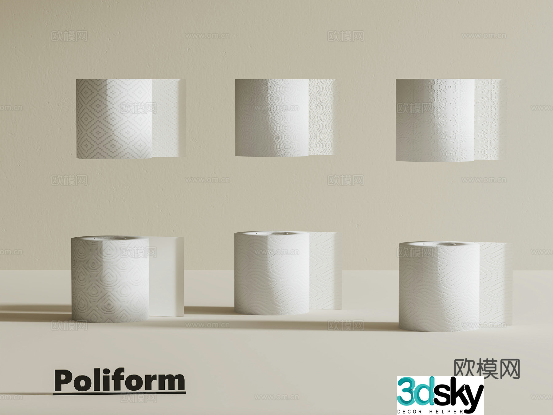 Paper towels paper roll paper 3d model