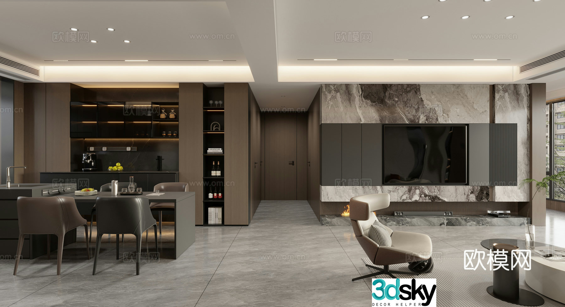 Modern Italian dining room 3d model
