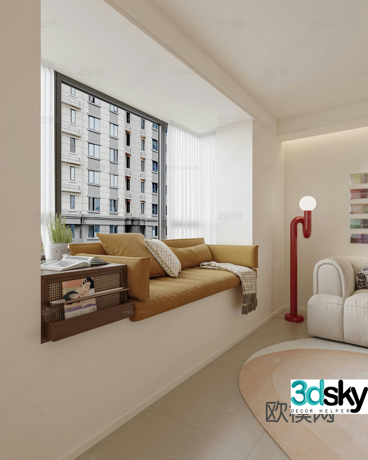 Modern home living room without owner light Memphis 3d model