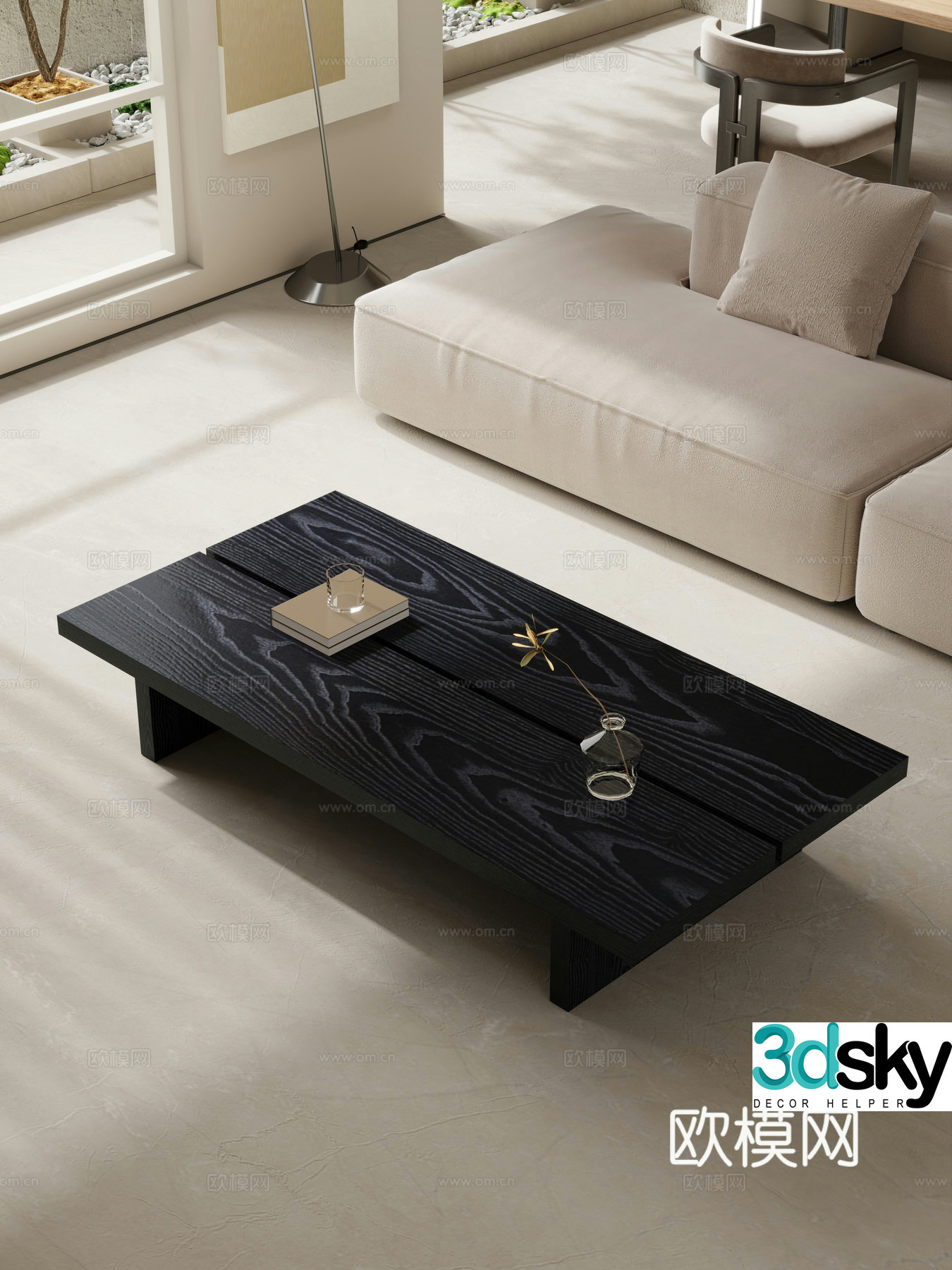 Coffee table sofa coffee table combination decoration 3d model