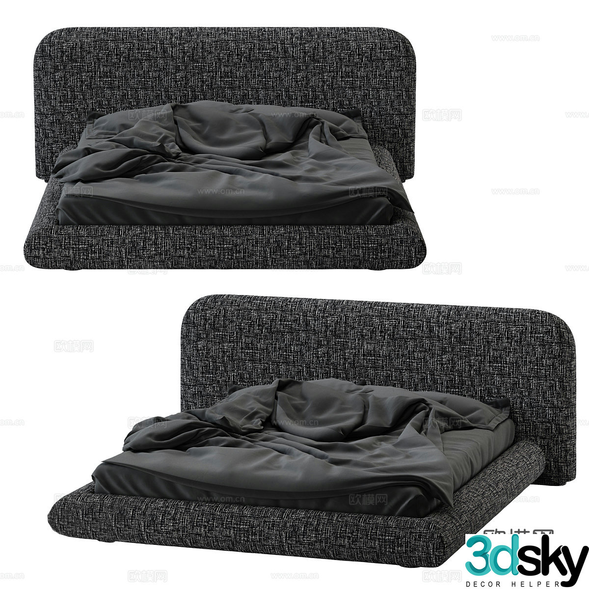 Modern simple double bed Double bed Simple bed Bedroom bed Single bed 3D model