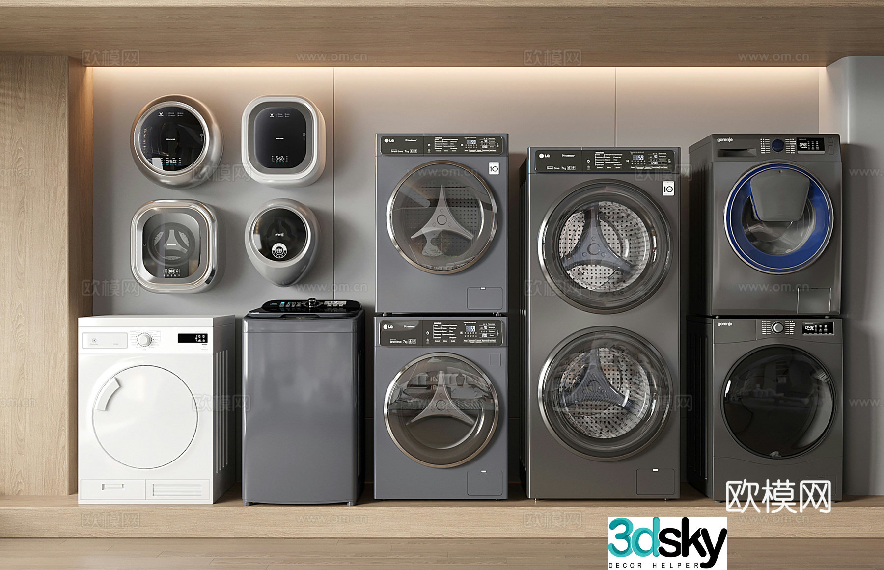 Modern washing machine upper cover washing machine wall-mounted washing machine washing and drying machine fully automatic rolling 3D model