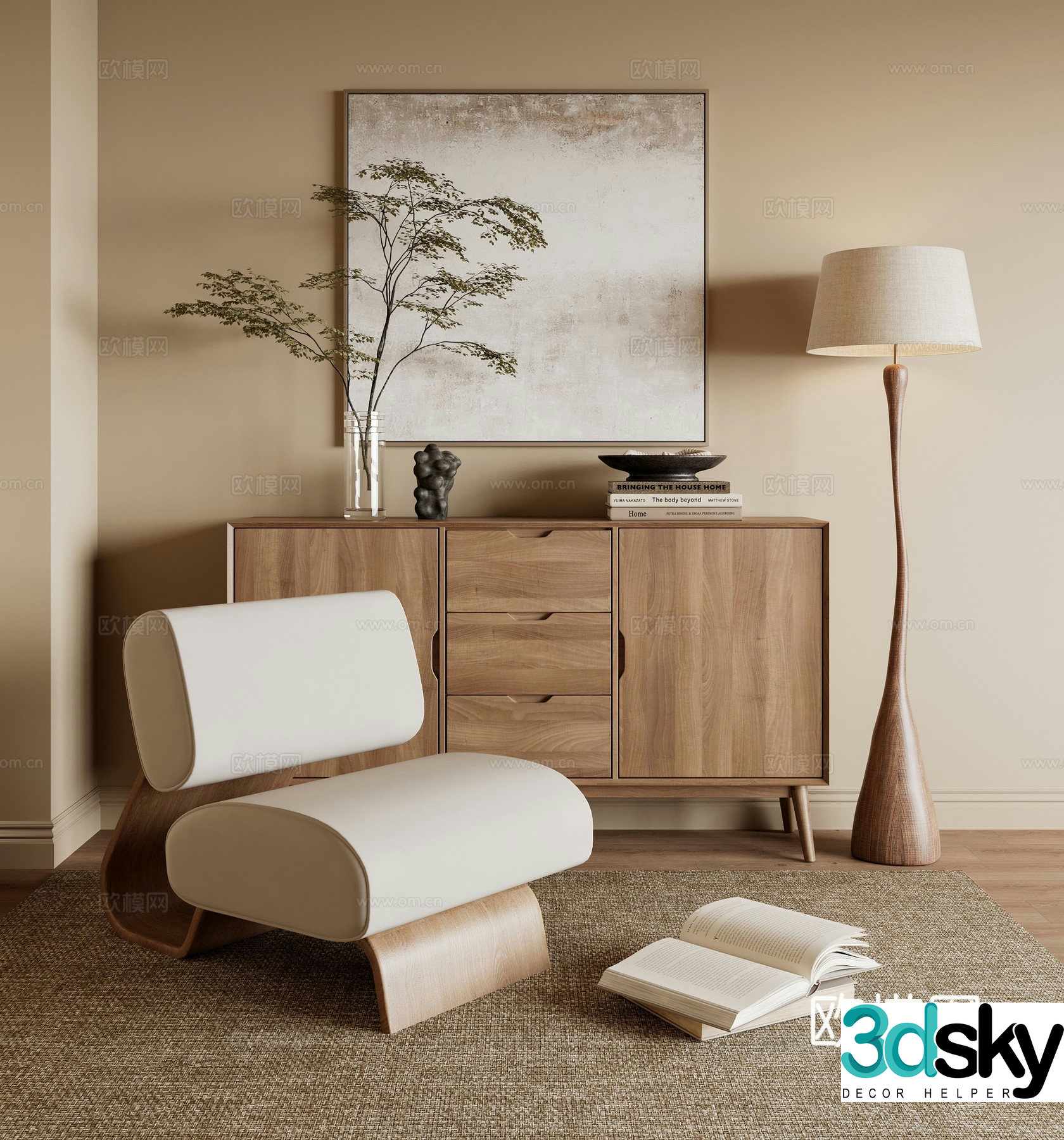 Modern Wasabi Wind Side Cabinet 3D Model