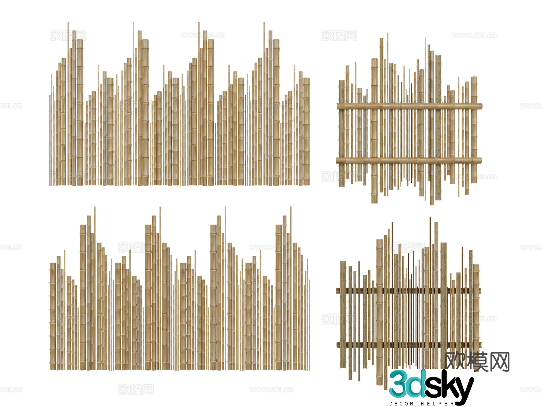 New Chinese style bamboo partition bamboo decorative wall 3d model