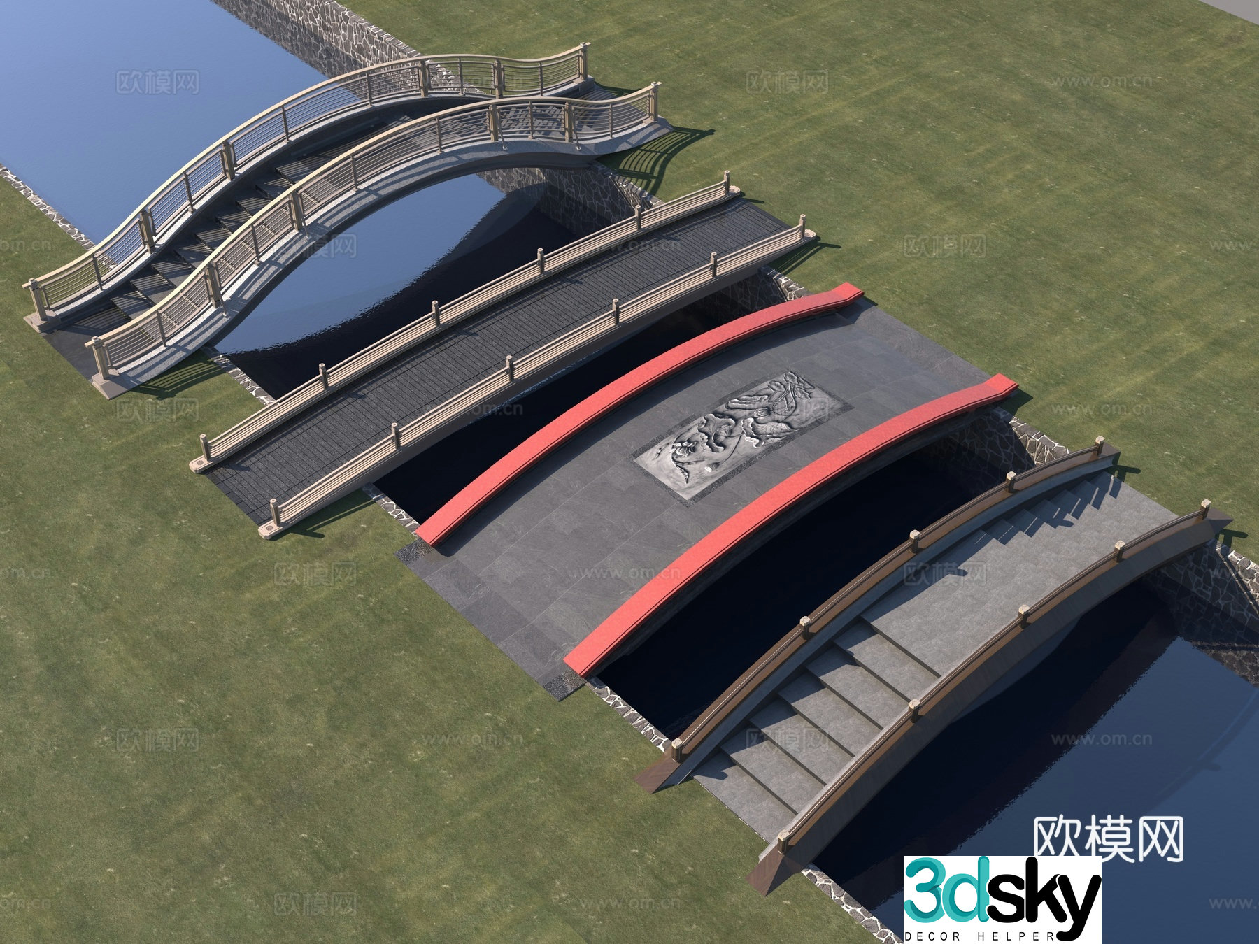 Modern Landscape Bridge_Landscape Bridge_Arch Bridge 3D Model