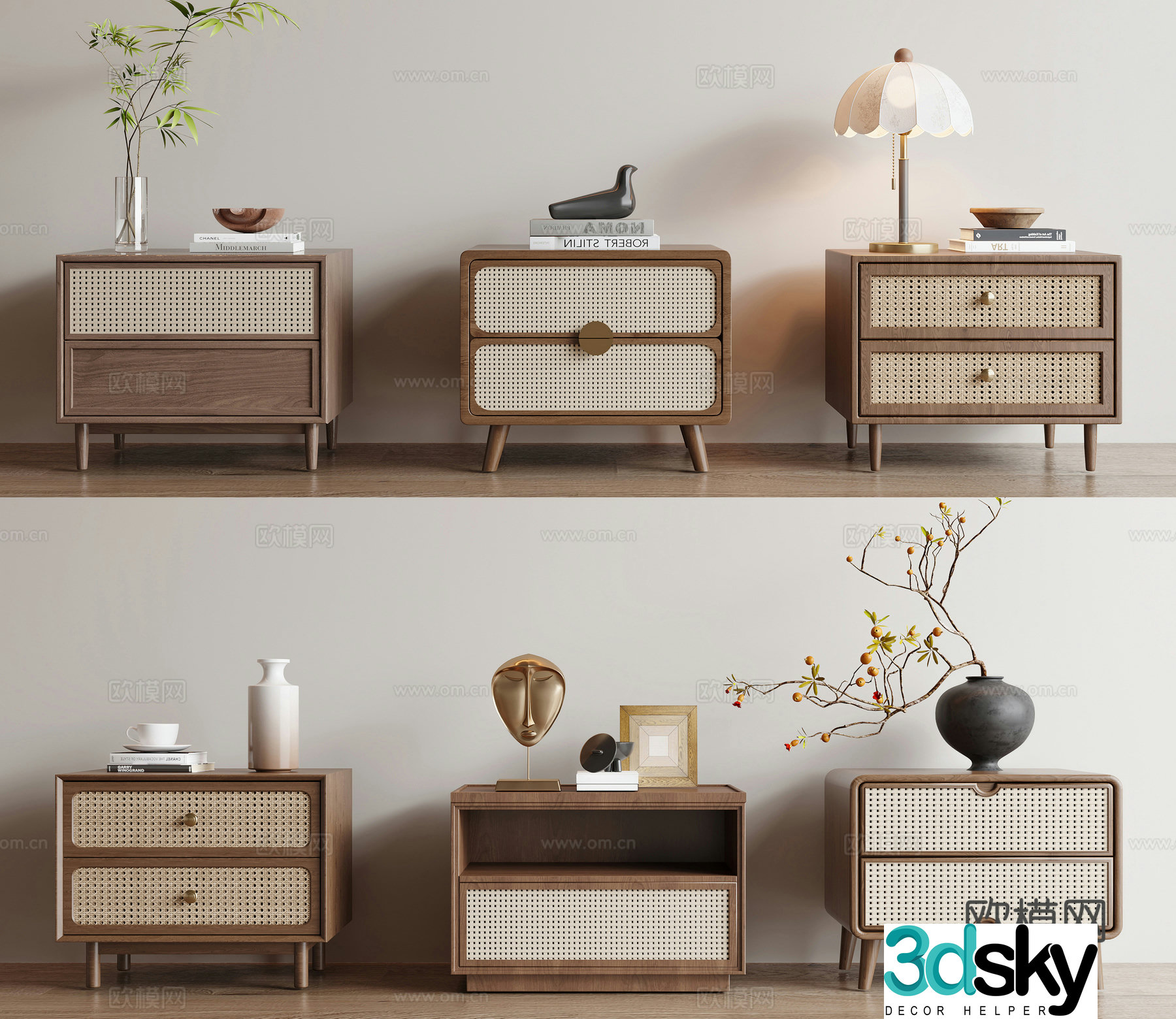Wasabi Middle-aged Bedside Table 3D Model