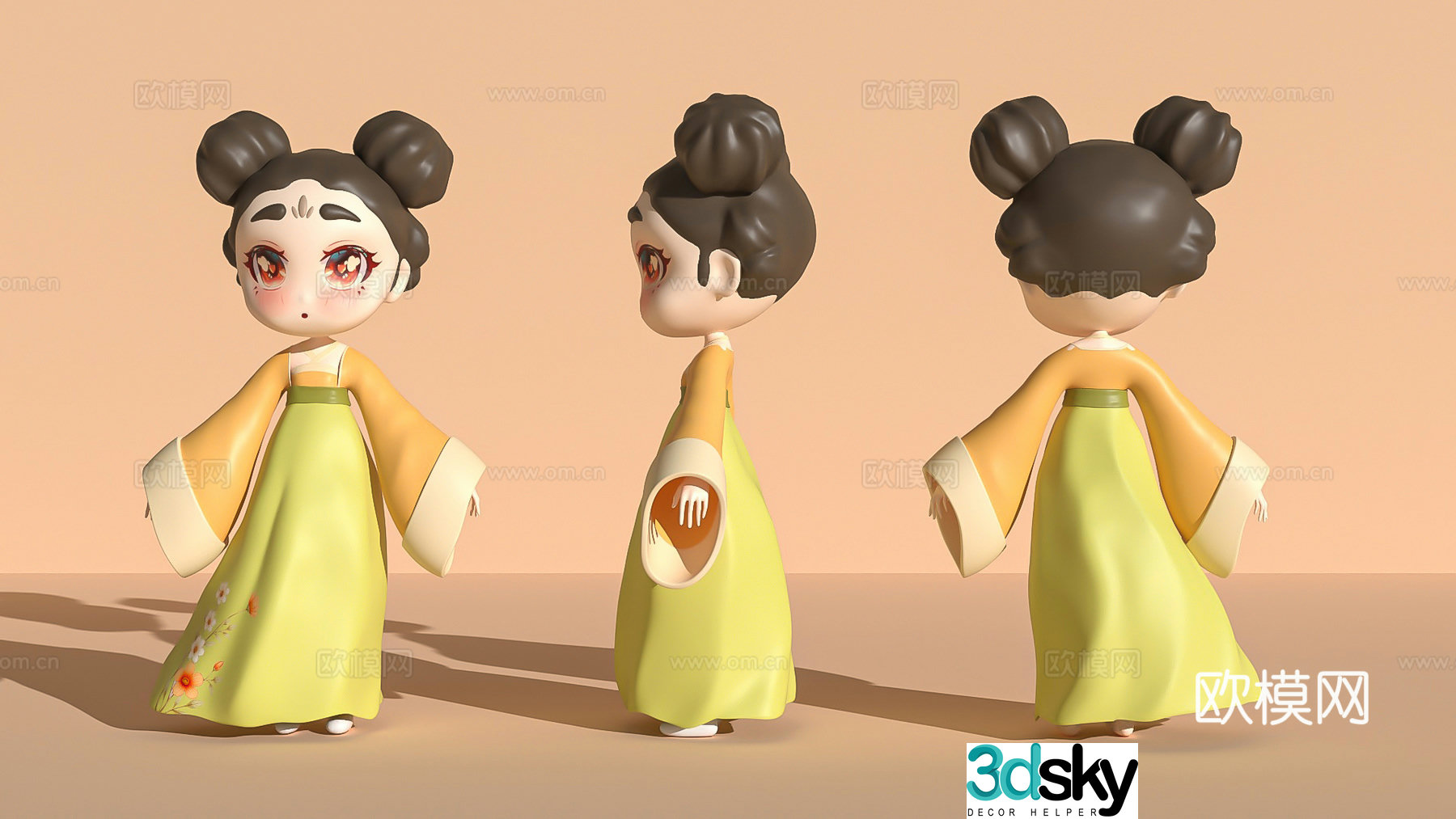 ip character Tang Dynasty ancient style character national trend figure blind box doll 3d model