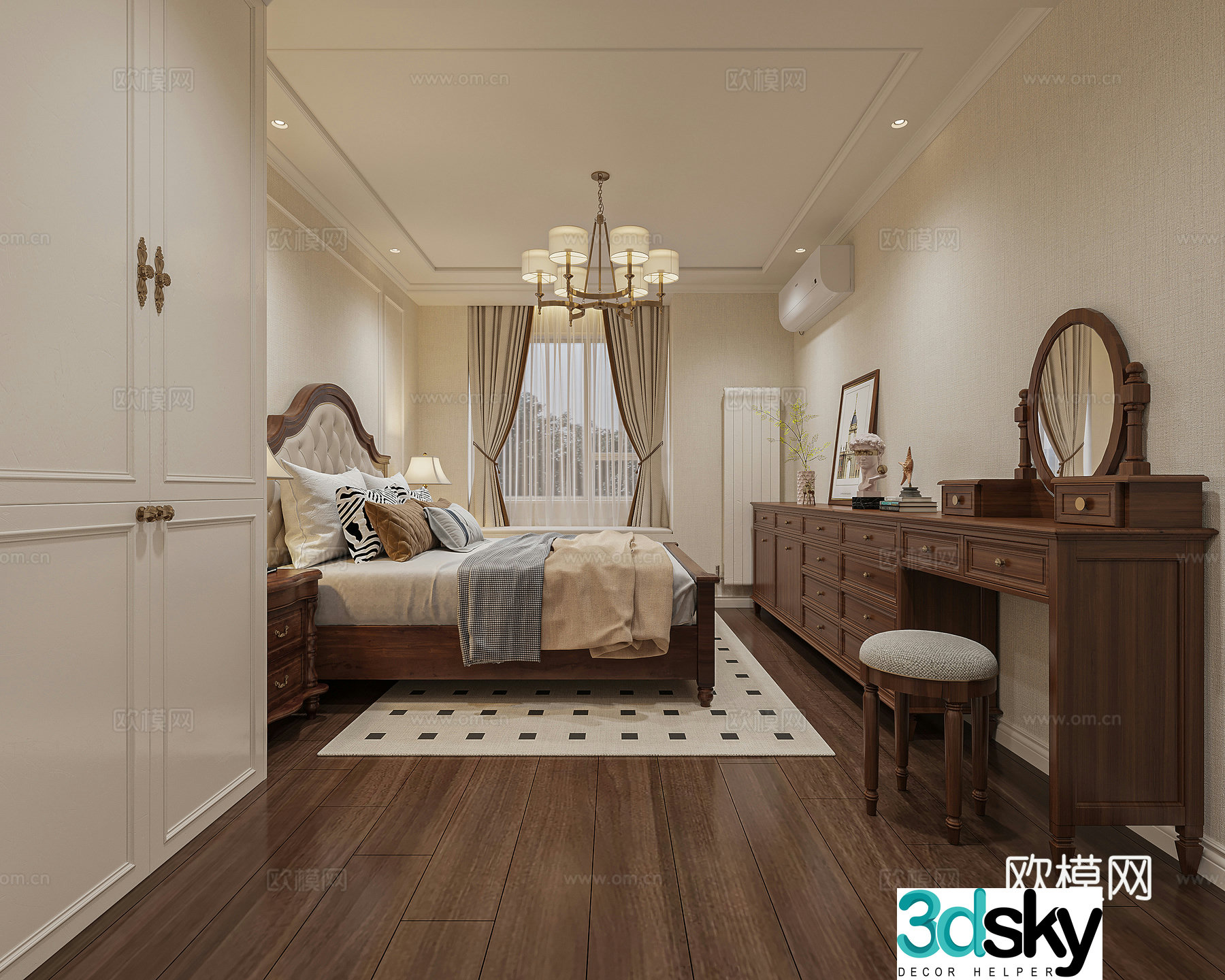American bedroom 3d model