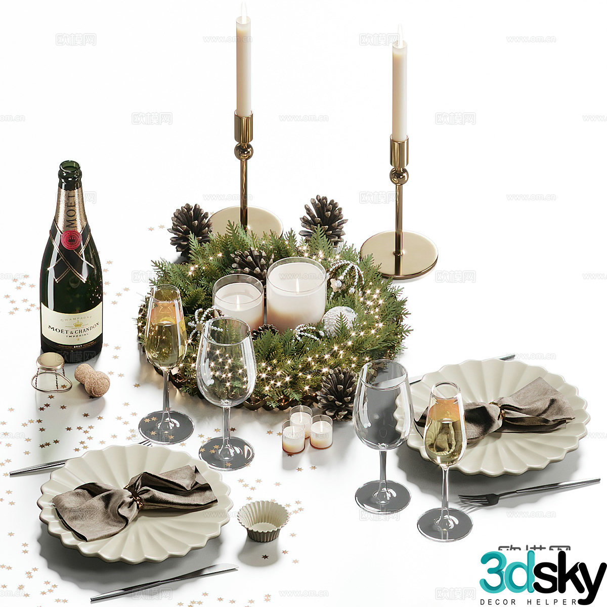 American Christmas tableware 3d model