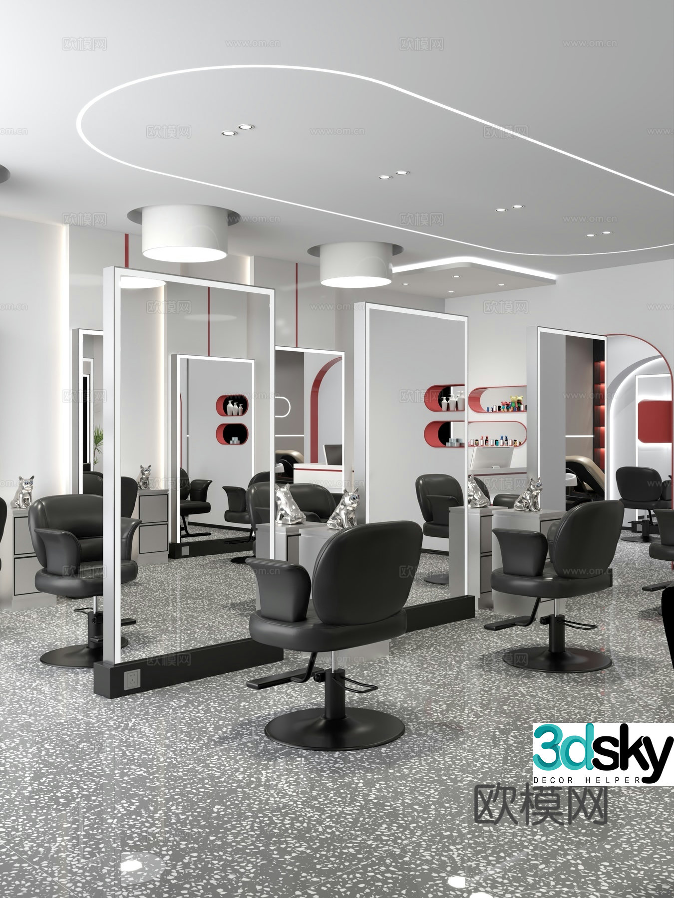 Barber shop hairdressing table and chair 3d model