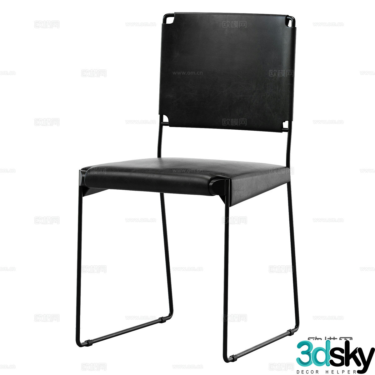 Modern minimalist chair chair black single chair stool 3d model