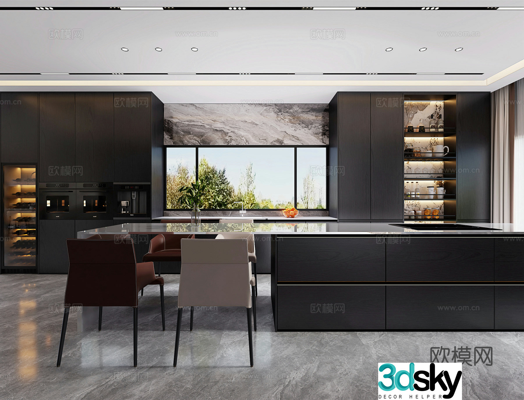 Modern restaurant western kitchen 3d model