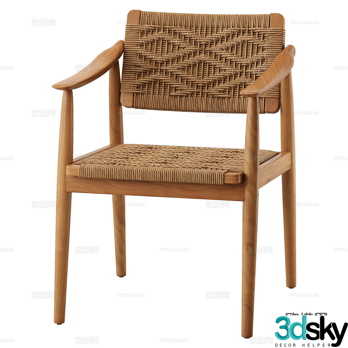 Nordic simple single chair chair simple chair rattan chair casual chair 3d model