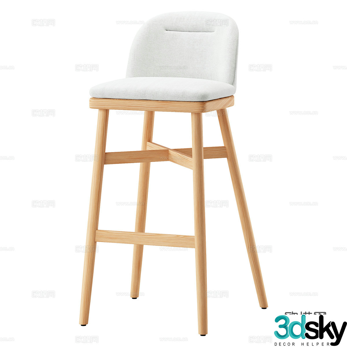 Nordic simple bar stool bar chair casual bar stool bar stool 3D model