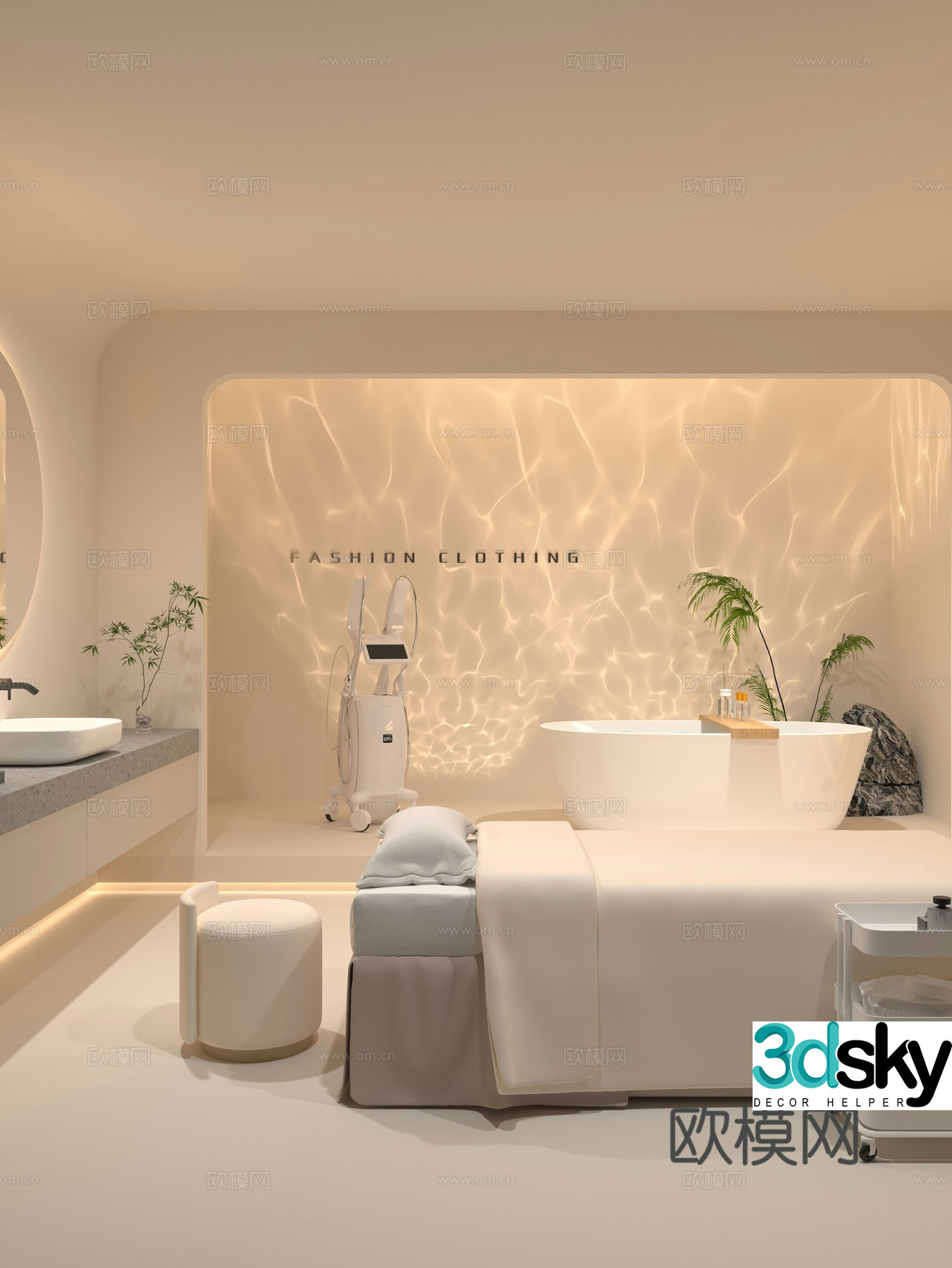Modern beauty shop Beauty bed Ambient light Bathtub 3d model 3d model