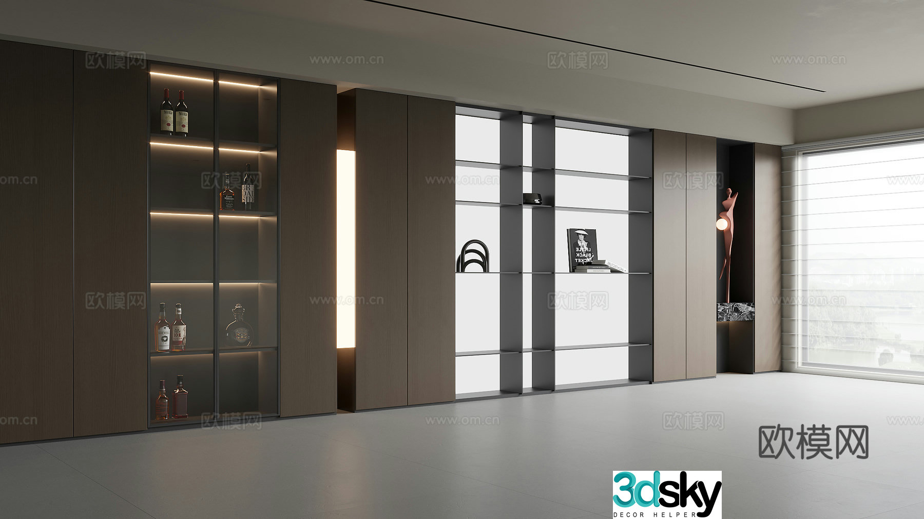 Modern decorative cabinet bookcase 3d model