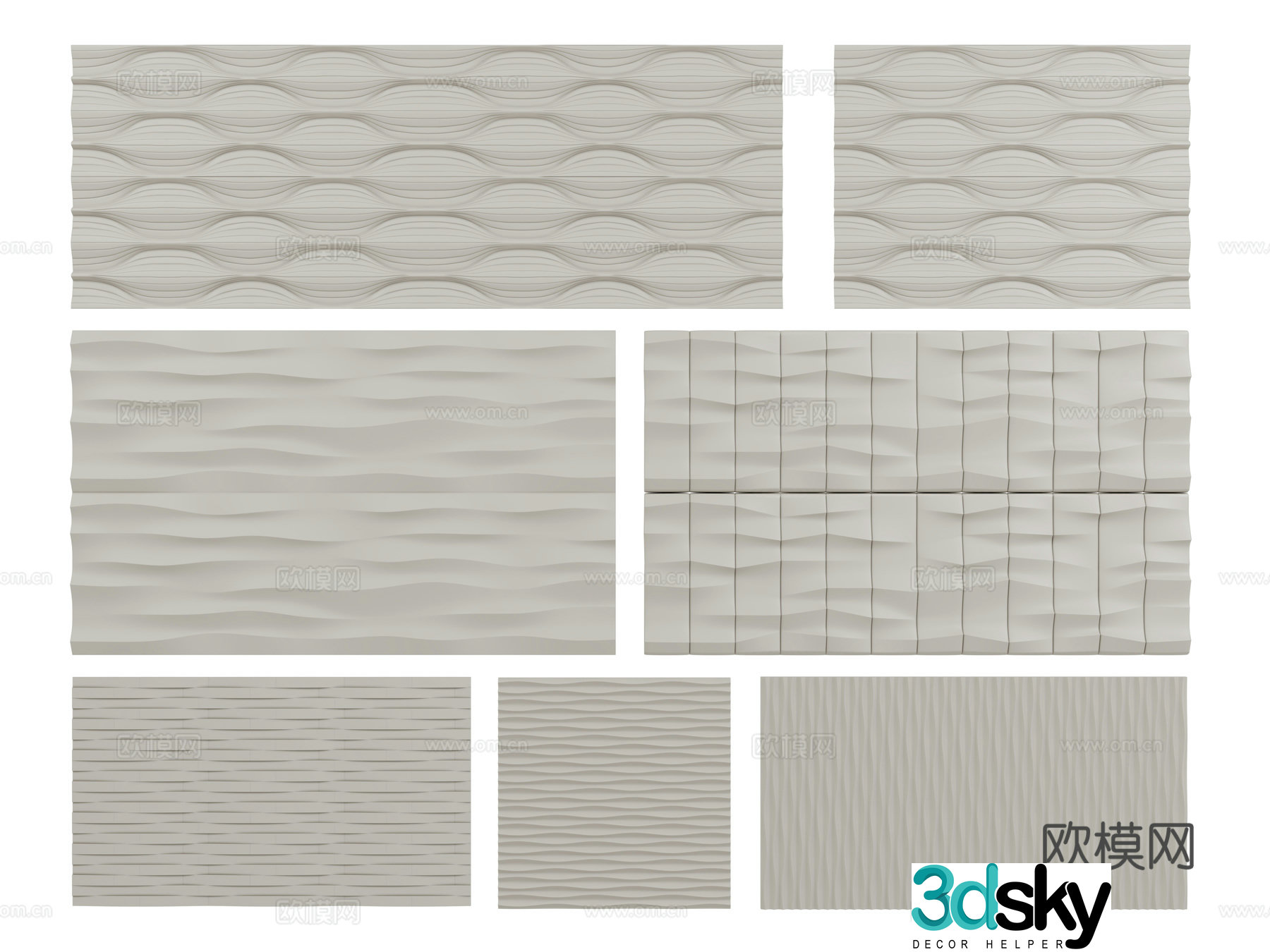 Modern background wall wavy wall wavy board shaped wall 3d model