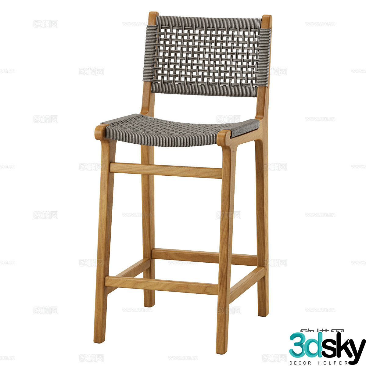 Nordic simple bar chair bar chair simple bar stool rattan bar stool 3D model