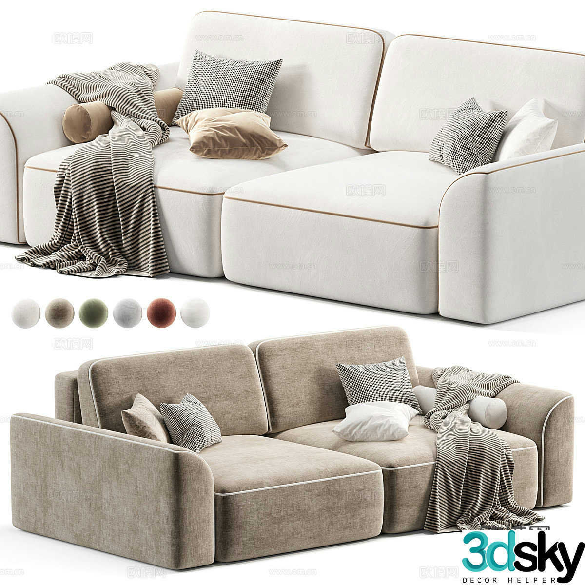 Modern Creamy Mdehouse Boston Sofa 3d Model