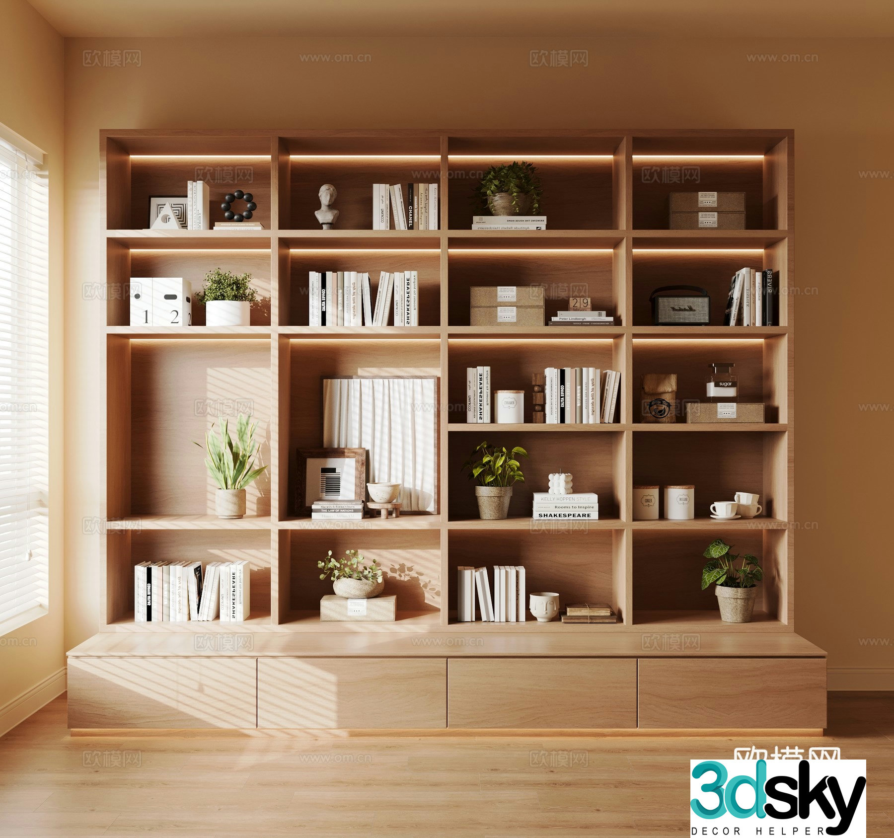 Modern medieval style bookcase 3d model