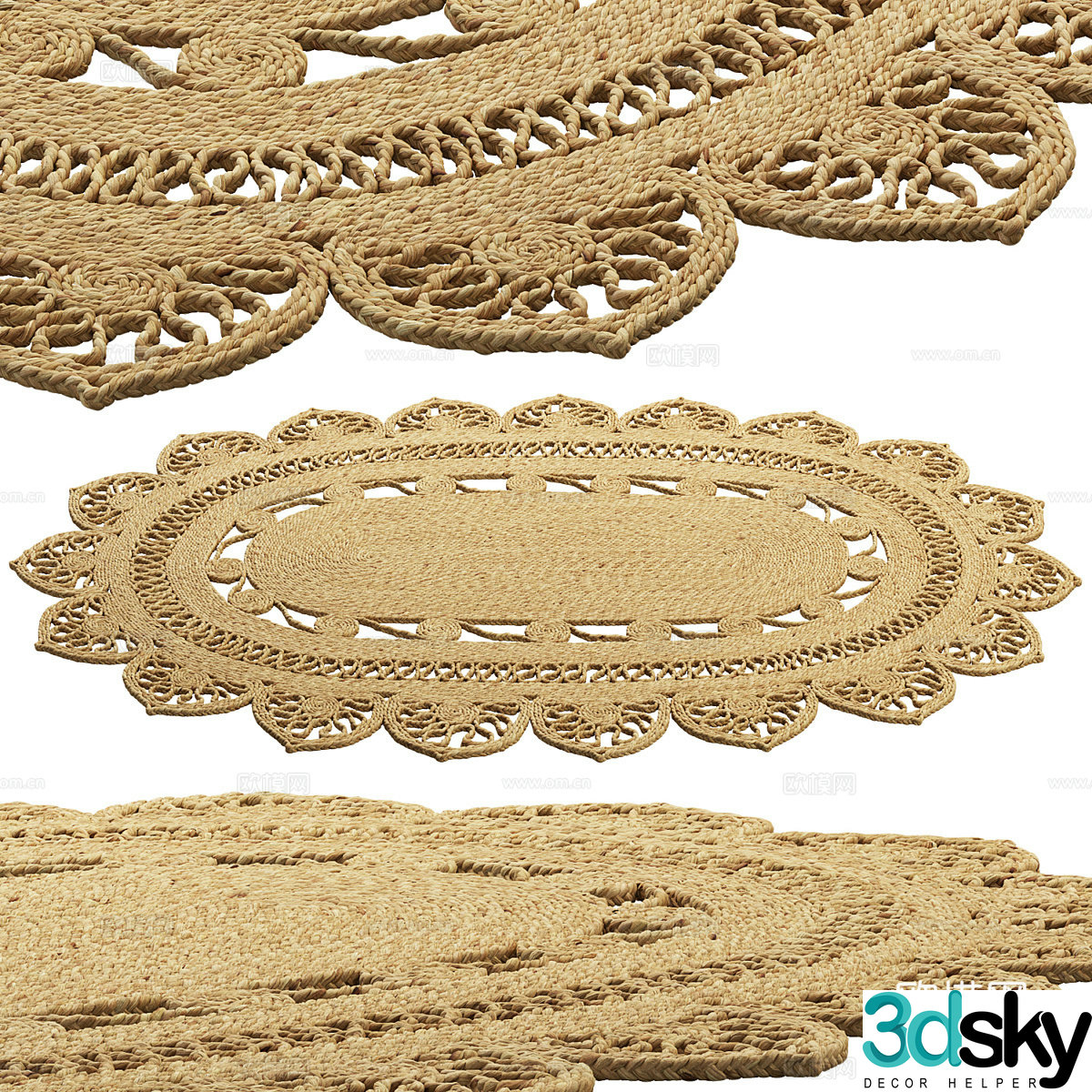 New Chinese style Safavieh Farideh Oval Jute Carpet 3D Model
