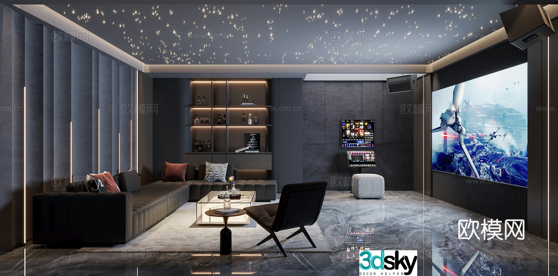 Modern audio studio 3d model