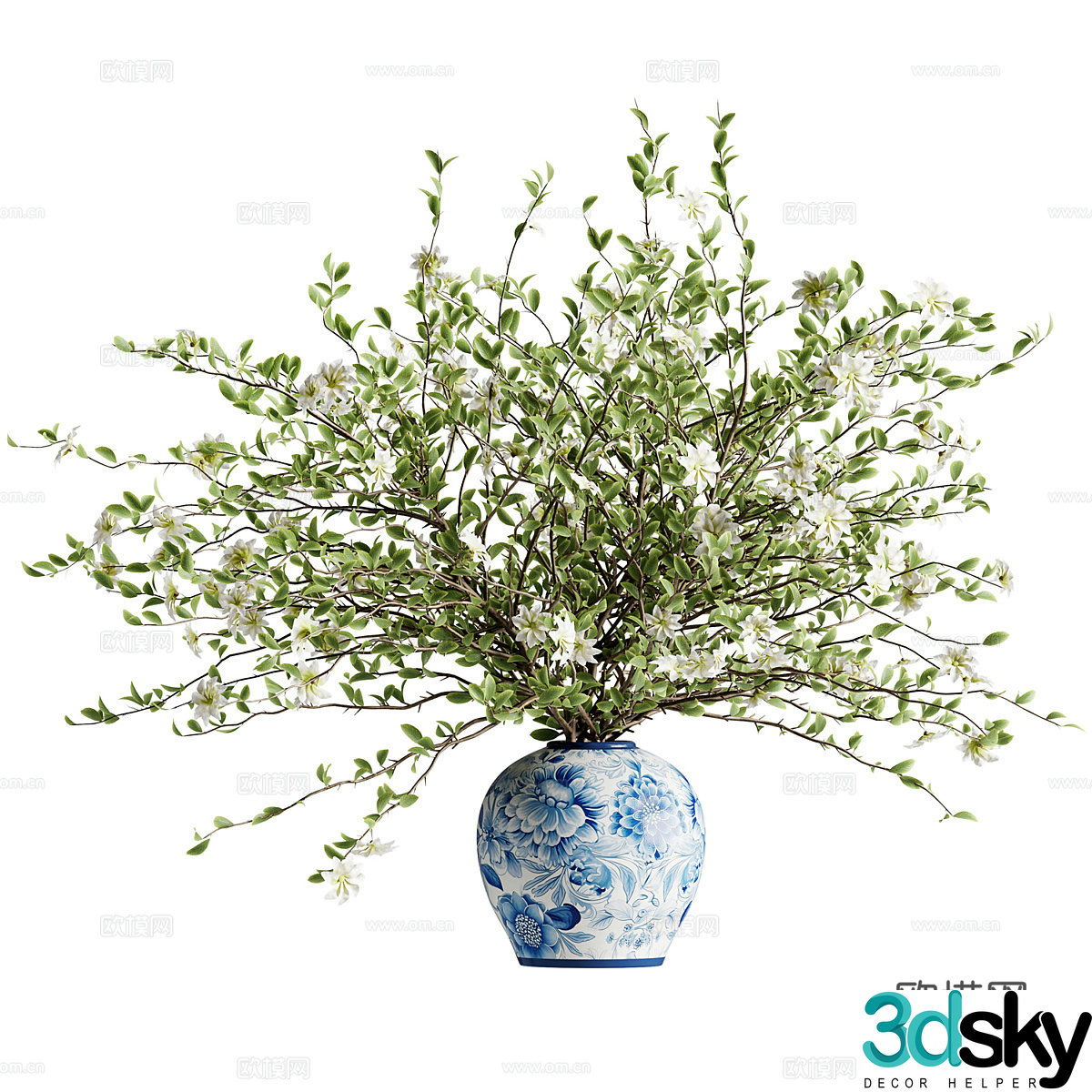 New Chinese vase flower art 3D model