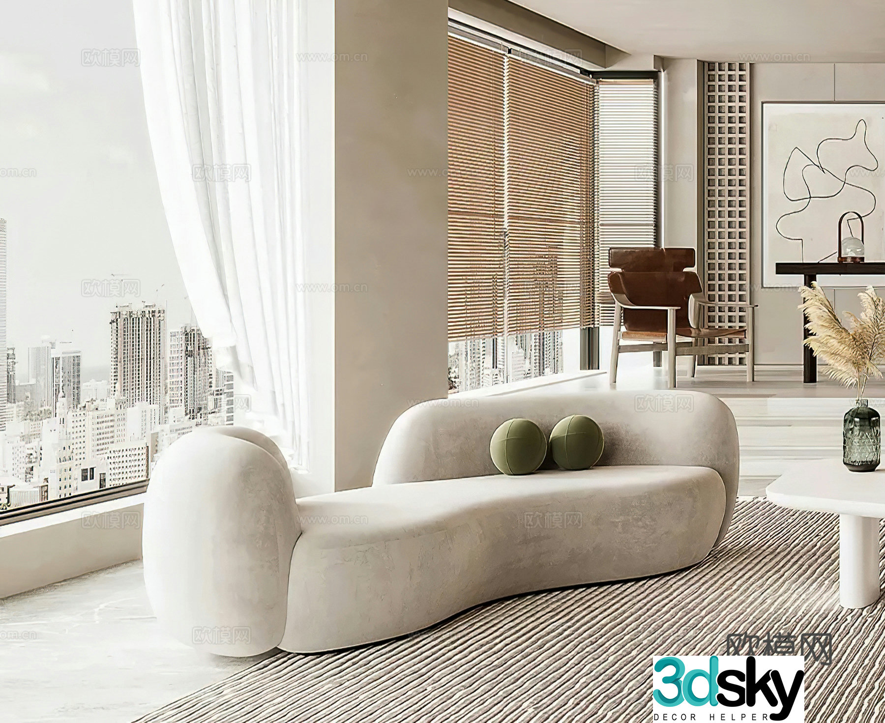 Modern casual sofa cream style sofa leisure chair wasabi simple combination sofa 3d model