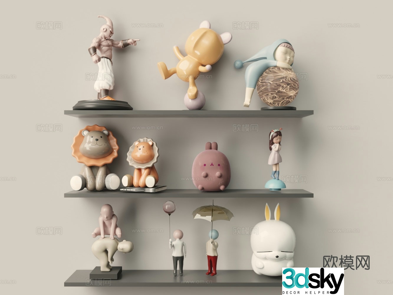 Cartoon character ornament combination 3d model