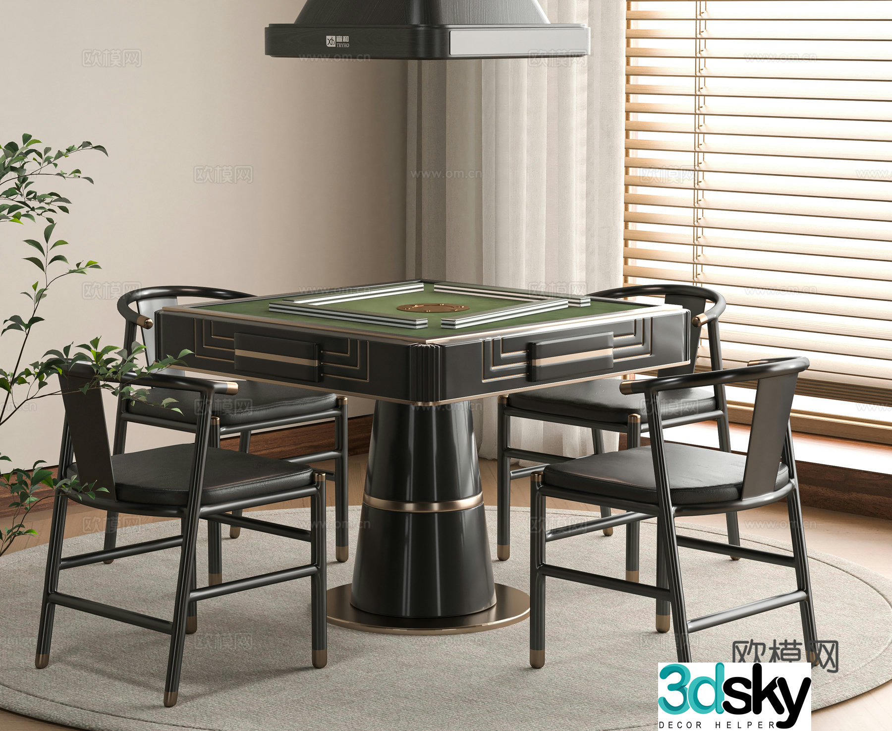 New Chinese Mahjong Table 3D Model