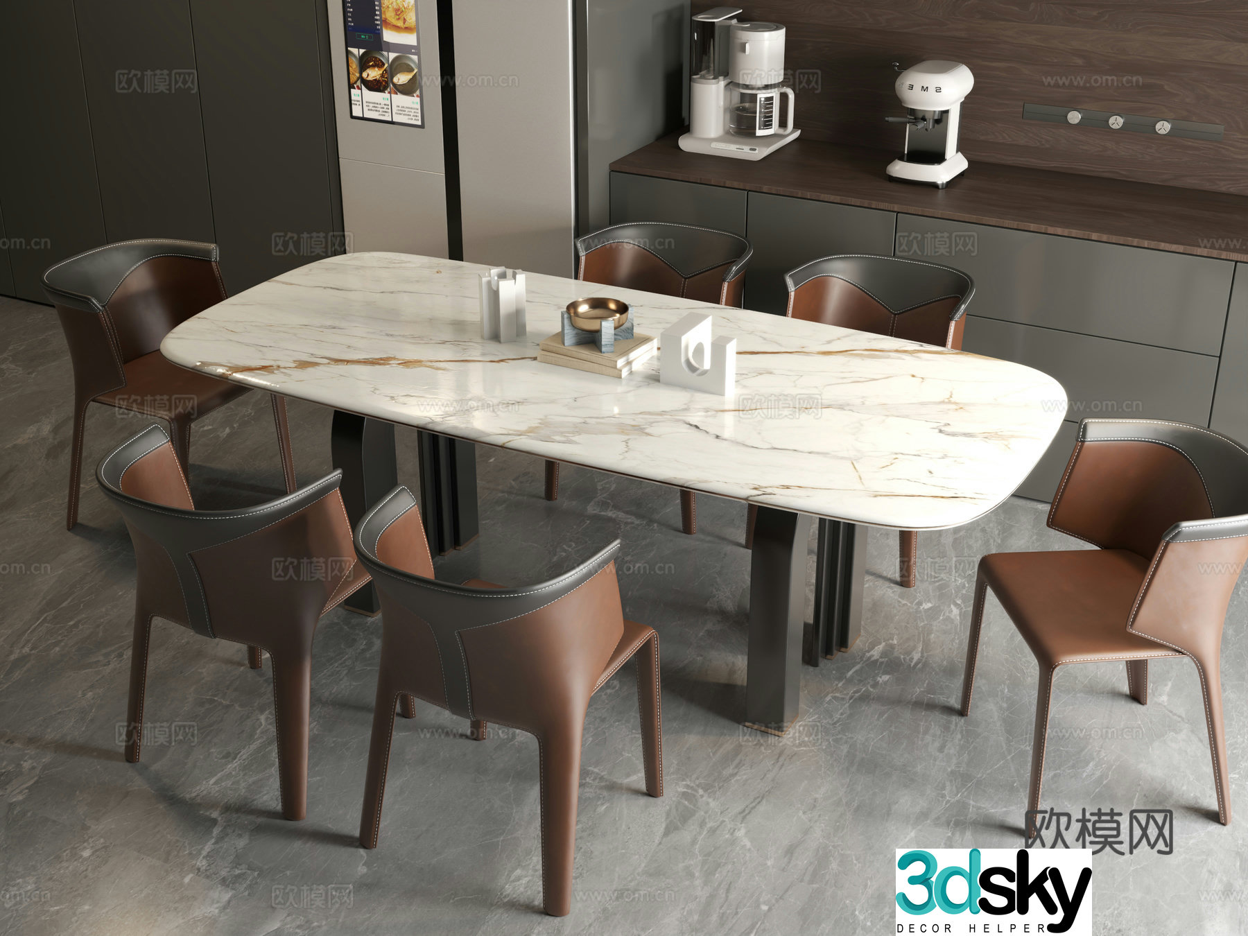 Modern dining table Italian dining table Modern Italian restaurant Dining table Dining table Dining chair 3d model