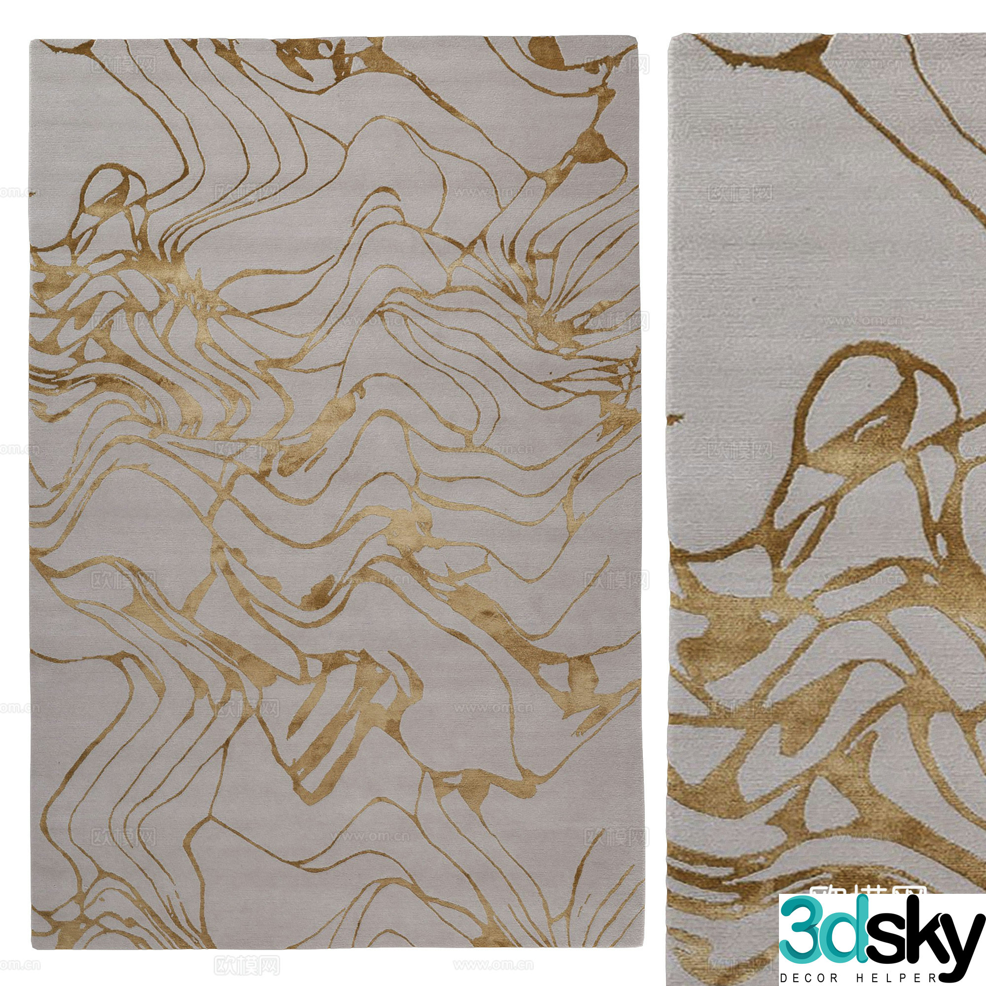 New Chinese style light luxury Flow fabric carpet 3D model