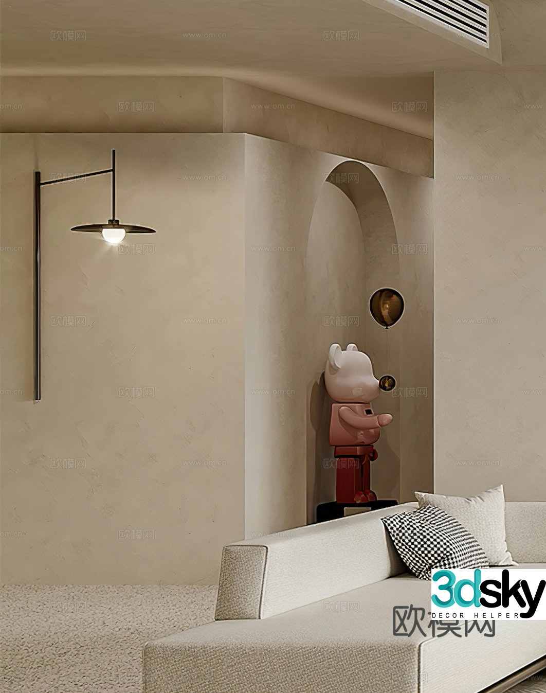 Modern wall lamps medieval style wall lamps new Chinese wall lamps ornaments decorations sculptures simple 3D models