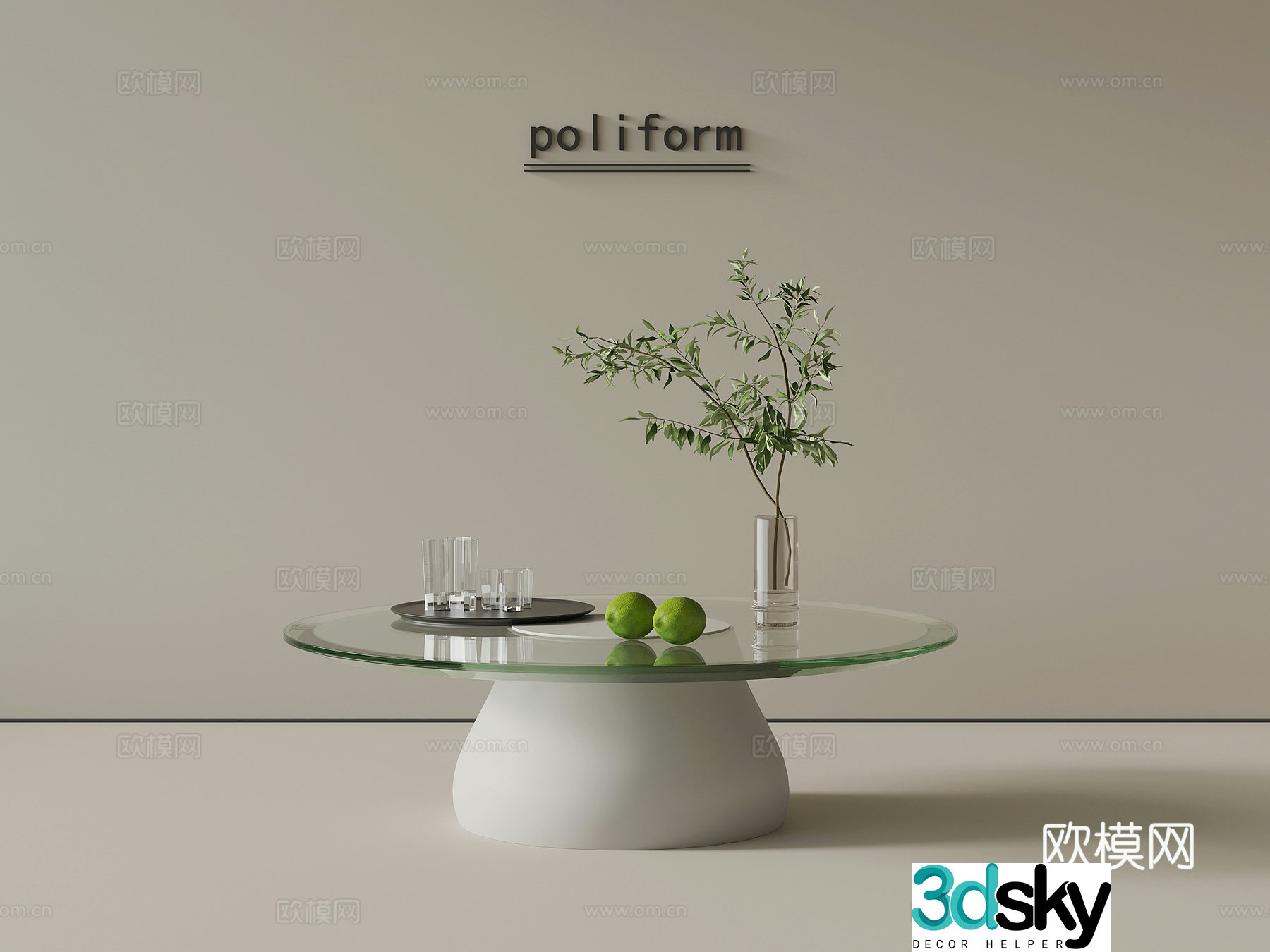 Modern simple coffee table round coffee table.bk3d model