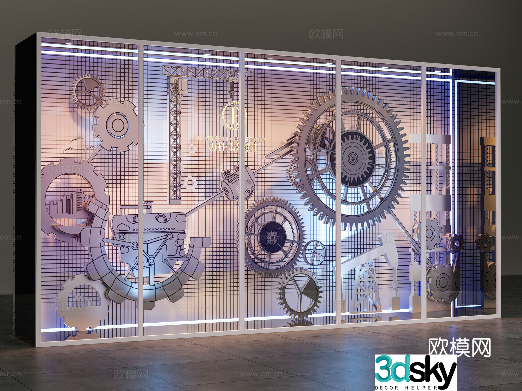 Industrial style gear display window gear art installation gear device 3d model