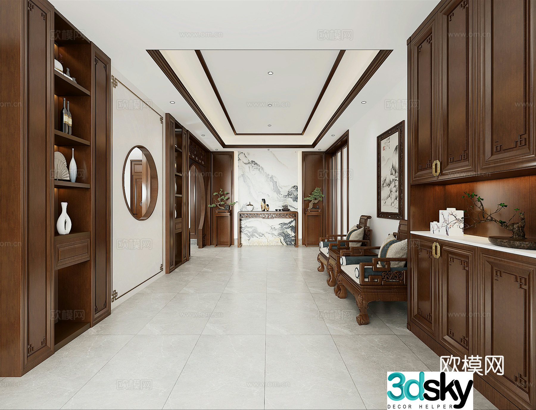 Chinese aisle hallway 3D model