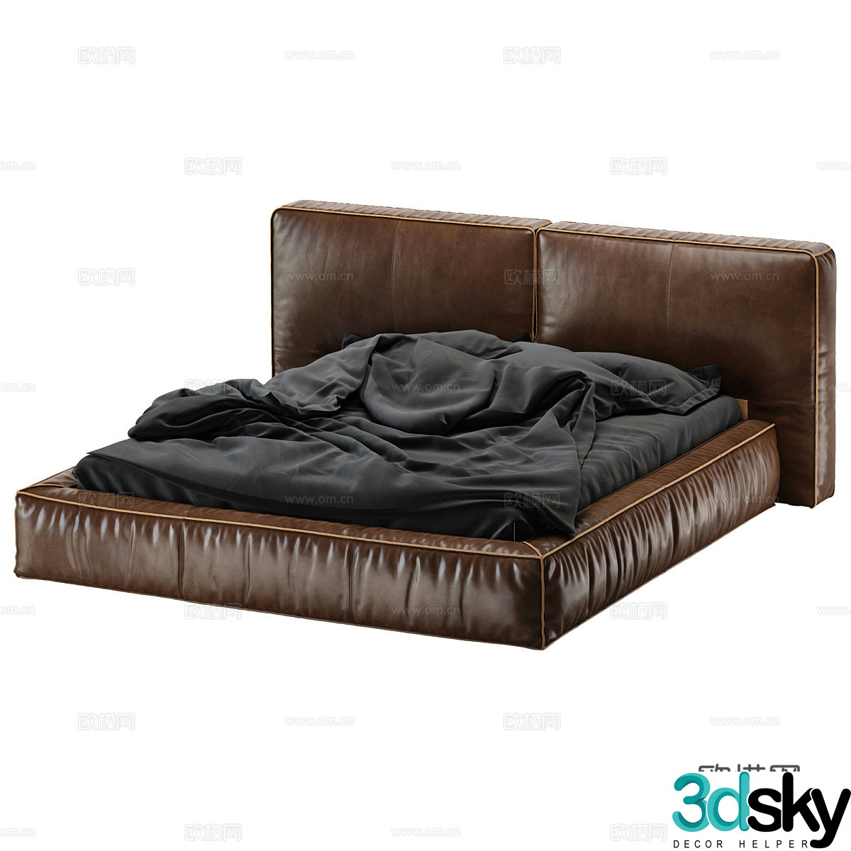 Modern minimalist double bed Double bed Simple bed Bed Bedroom bed Leather bedroom bed 3d model