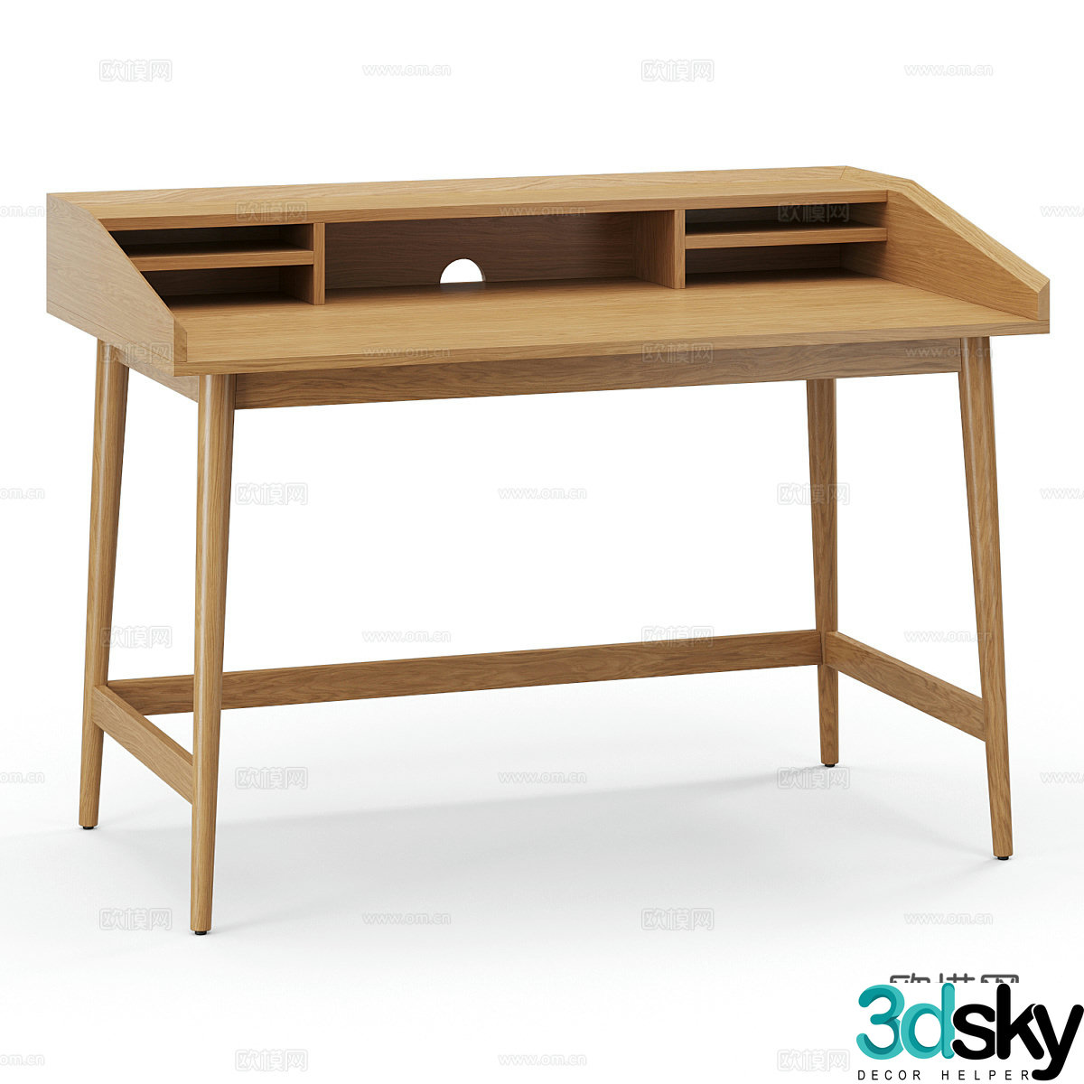 New Chinese style log desk 3D model